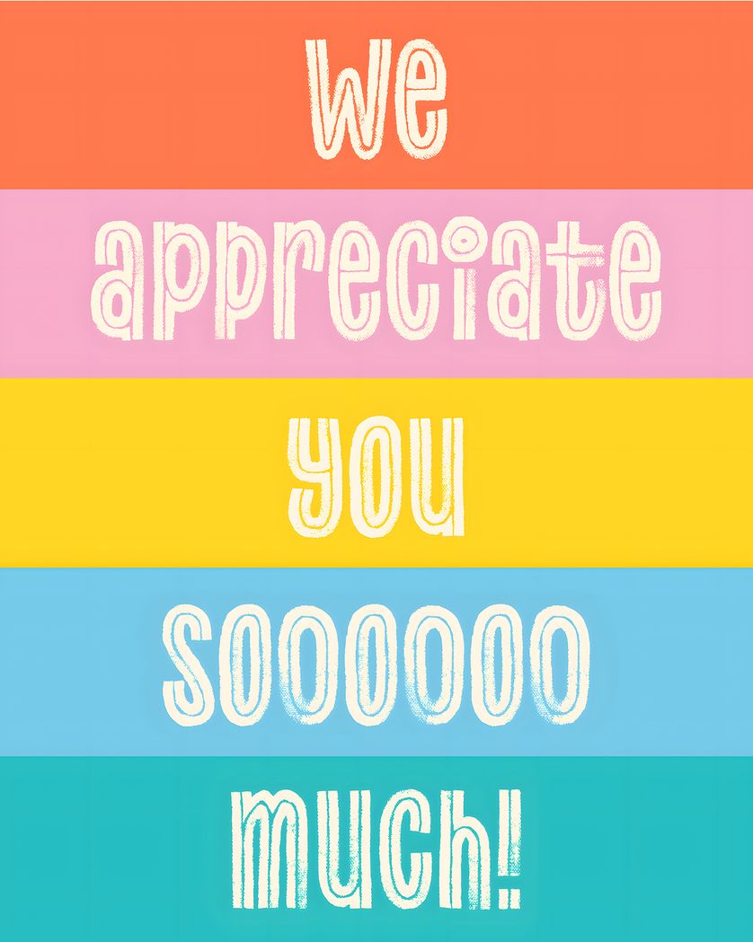Card design "stripes of love - group employee appreciation ecard"