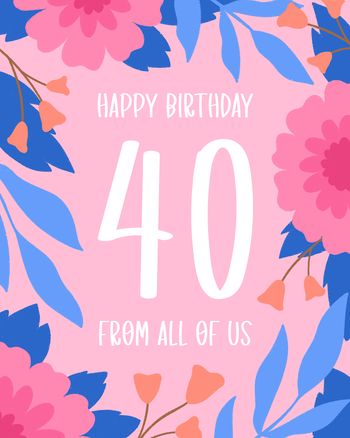 Use Flower border milestone - 40th Birthday group ecard