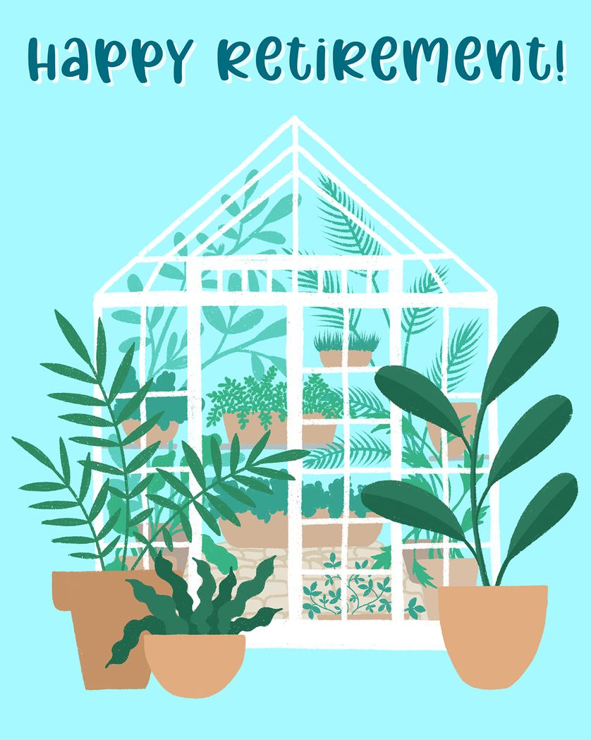 Card design "Dream greenhouse - group retirement ecard"