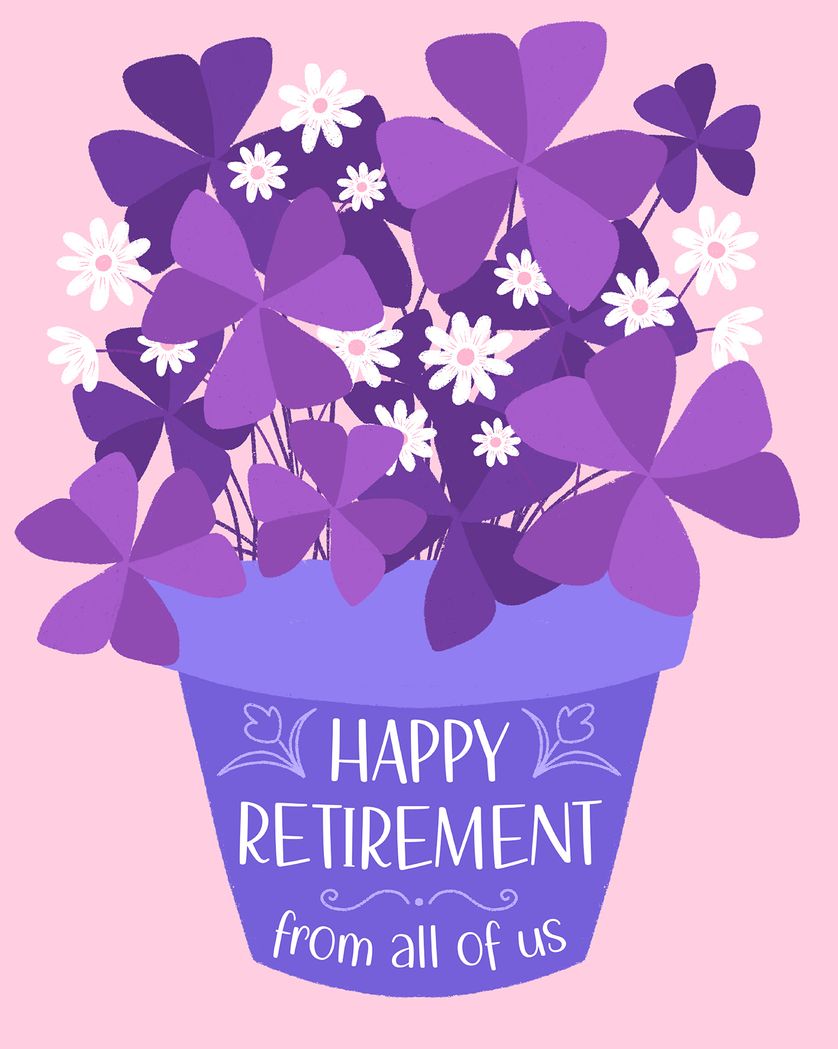 Card design "Purple Plant - group retirement ecard"