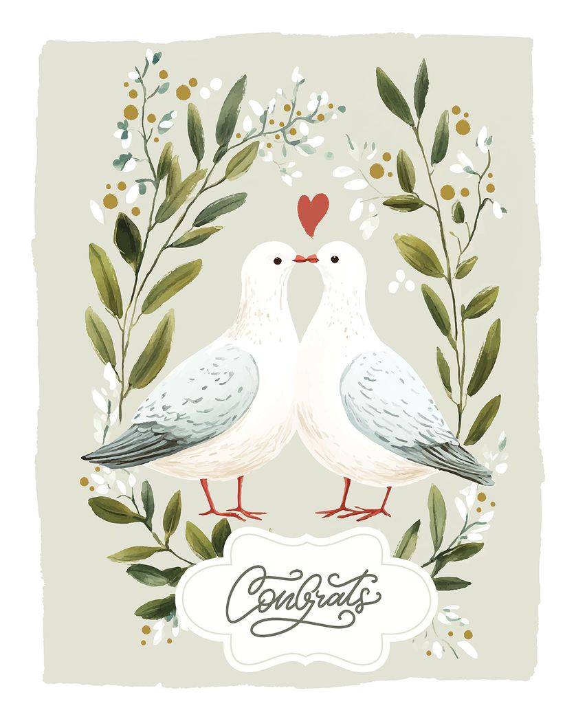 Card design "Lovey Dovey - group wedding ecard"