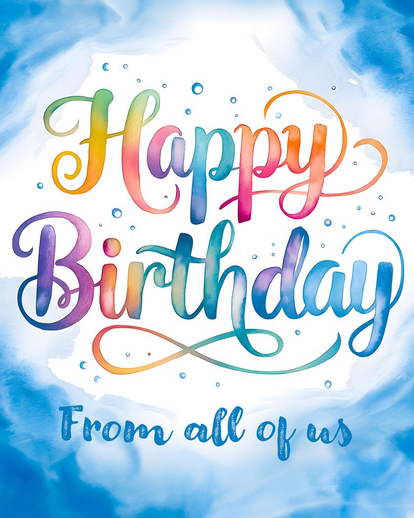 Card design "watery wishes - group birthday ecard"
