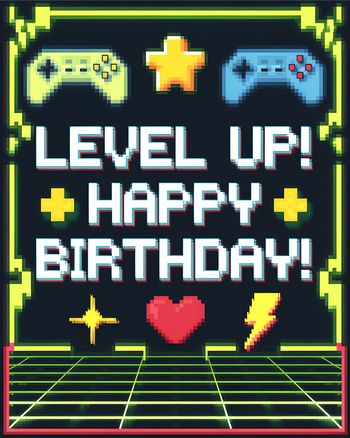 Use 8 bit Birthday - group ecard