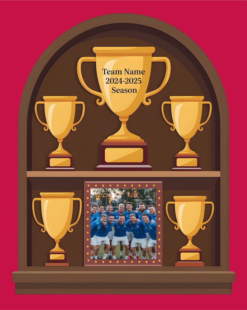 Card design "Trophy Cabinet - Team photo end of season ecard"
