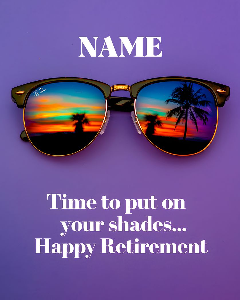Card design "Holiday Shades - group retirement ecard"