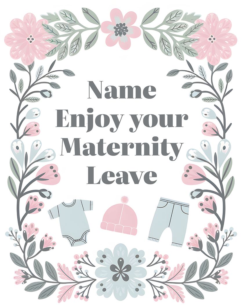 Card design "Baby clothes and flowers - group maternity ecard"