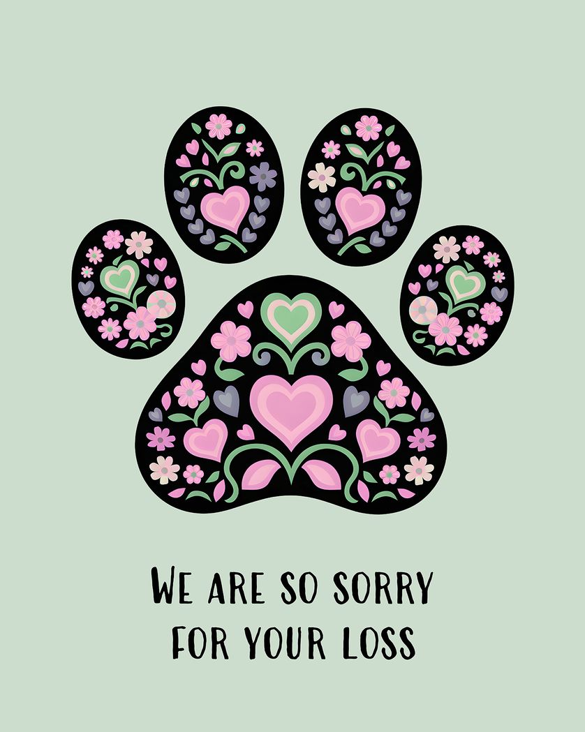 Card design "Floral Paw - group pet sympathy ecard"