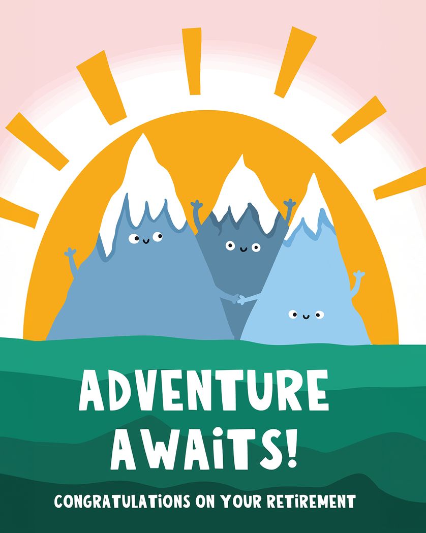 Card design "Might Mountains - group retirement ecard"