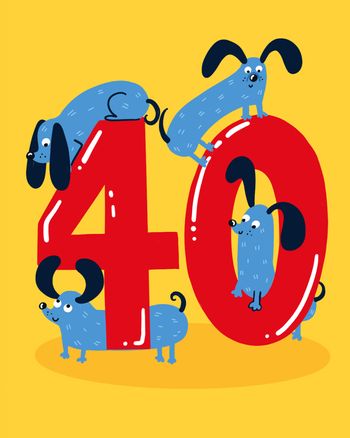 Use Dog lover - group 40th Birthday ecard