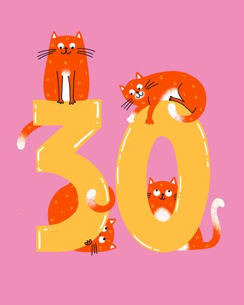 Use Cat lover - Group 30th Birthday ecard