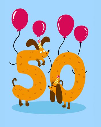 Use Doggy Numbers - Group 50th Birthday ecard