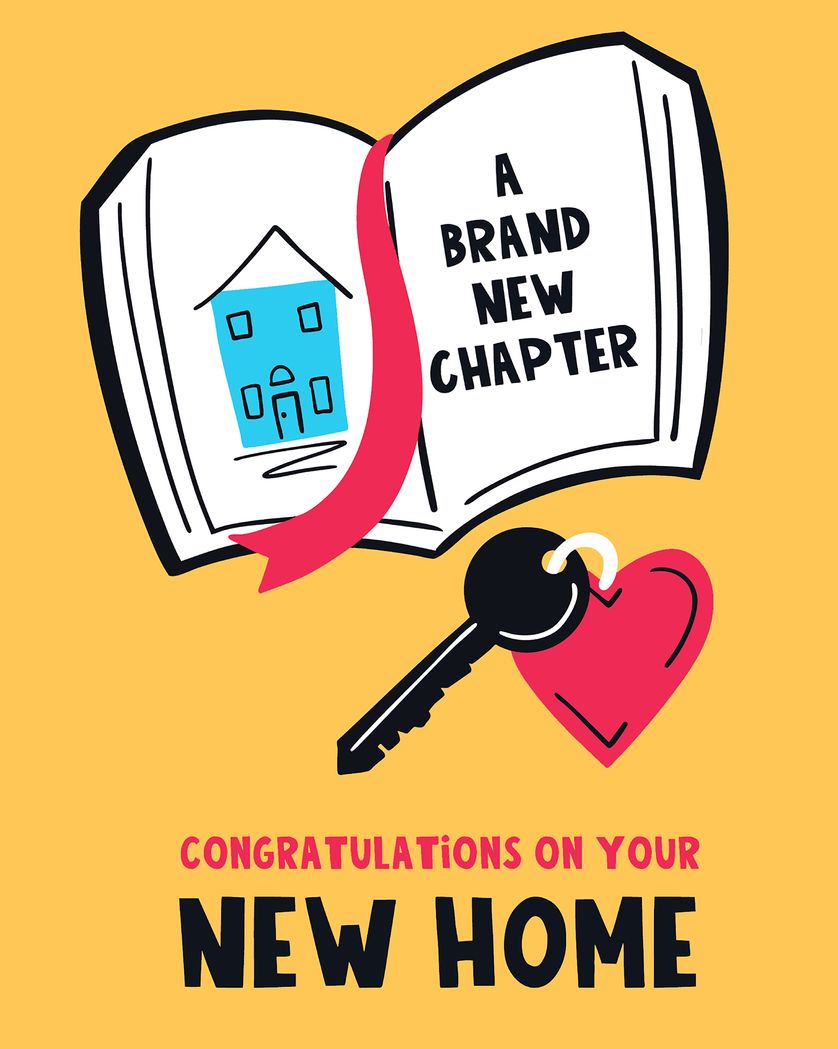 Card design "A new chapter - group new home ecard"