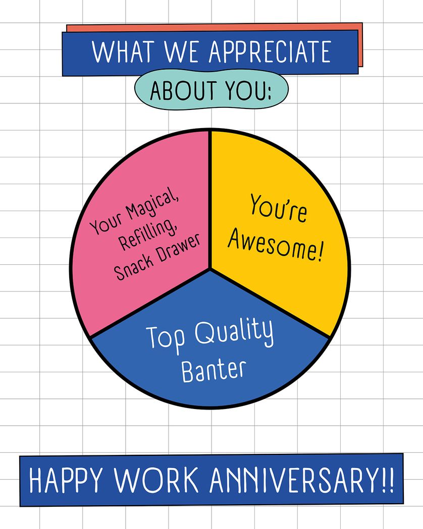 Card design "Pie-chart of appreciation - group anniversary ecard"