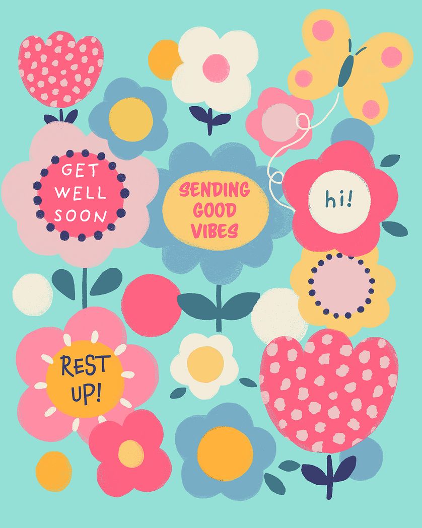 Card design "I'll bring you flowers - group get well ecard"