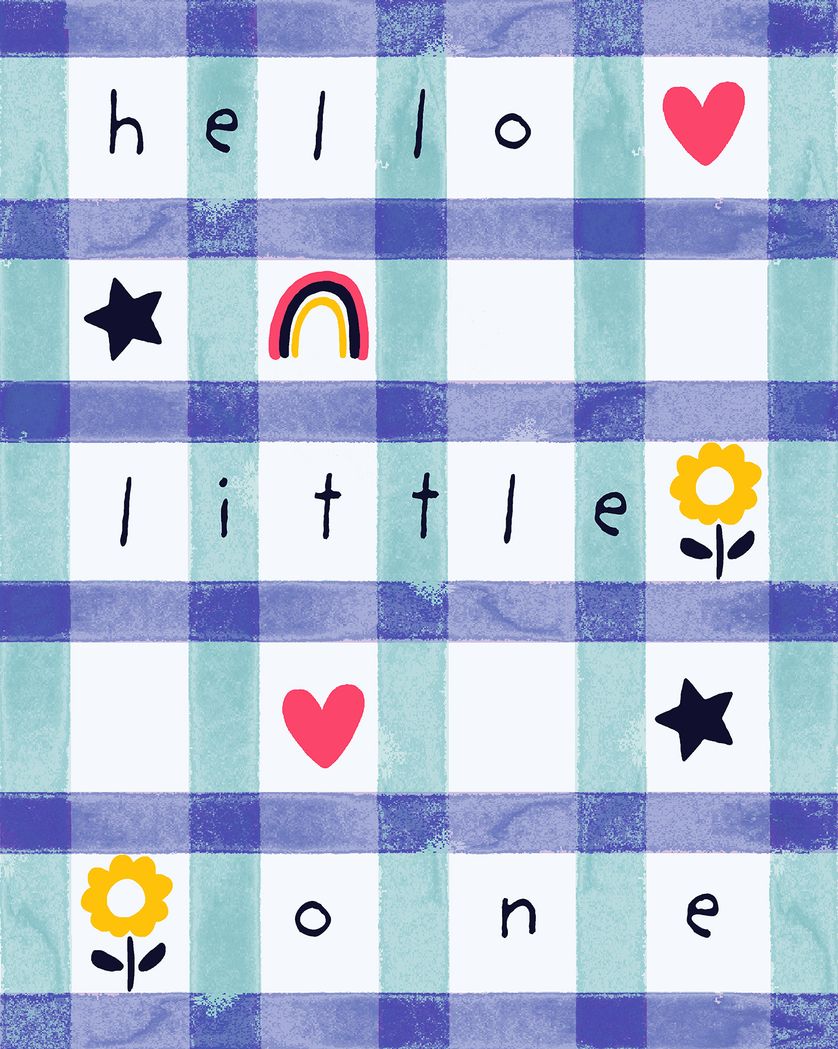 Card design "twee gingham - group baby ecard"