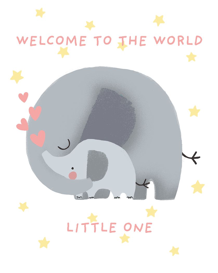 Card design "Mama and baby  - group baby ecard"