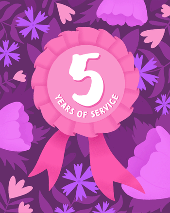 Use Floral Rosette - 5 year work anniversary ecard