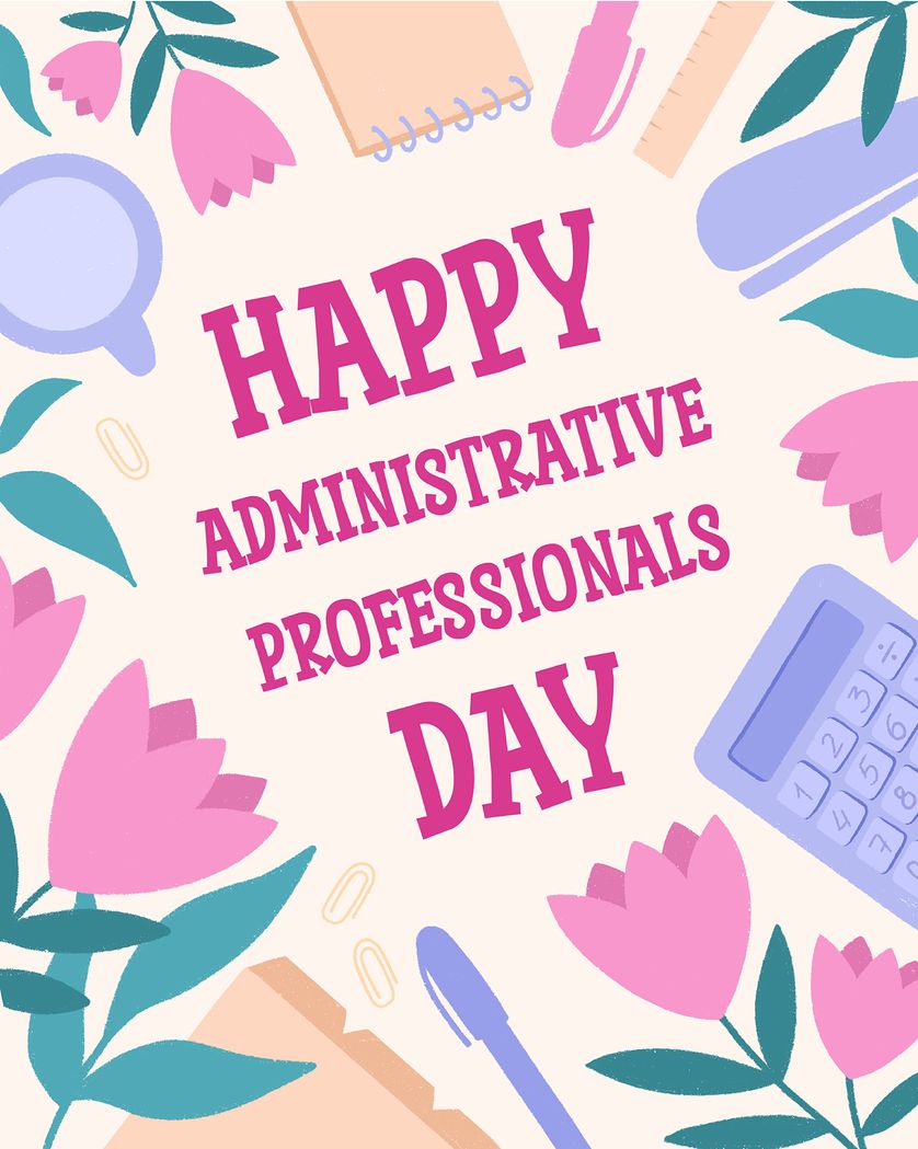 Card design "Desk of Tulips - group Admin Day ecard"
