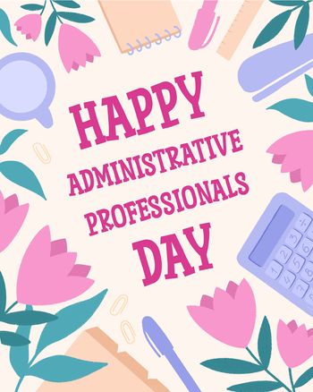 Use Desk of Tulips - group Admin Day ecard