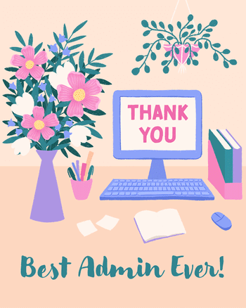 Use Decorated Desk - group admin day ecard