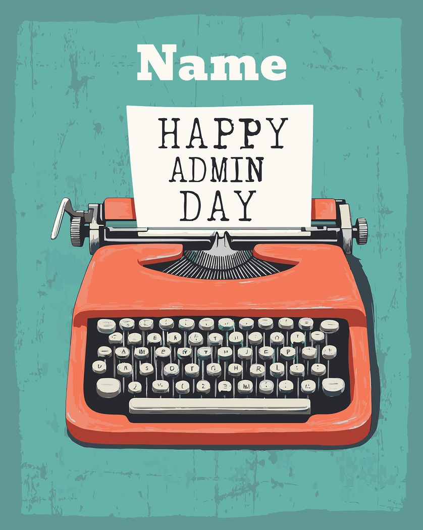 Card design "Typewriter - group admin day ecard"