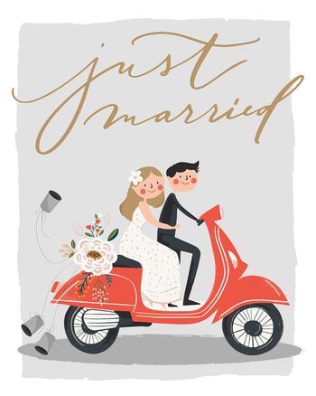 Use Vespa romance - group wedding ecard