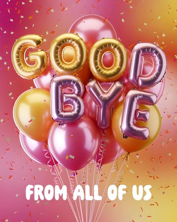 Use 3d Balloons - group leaving ecard