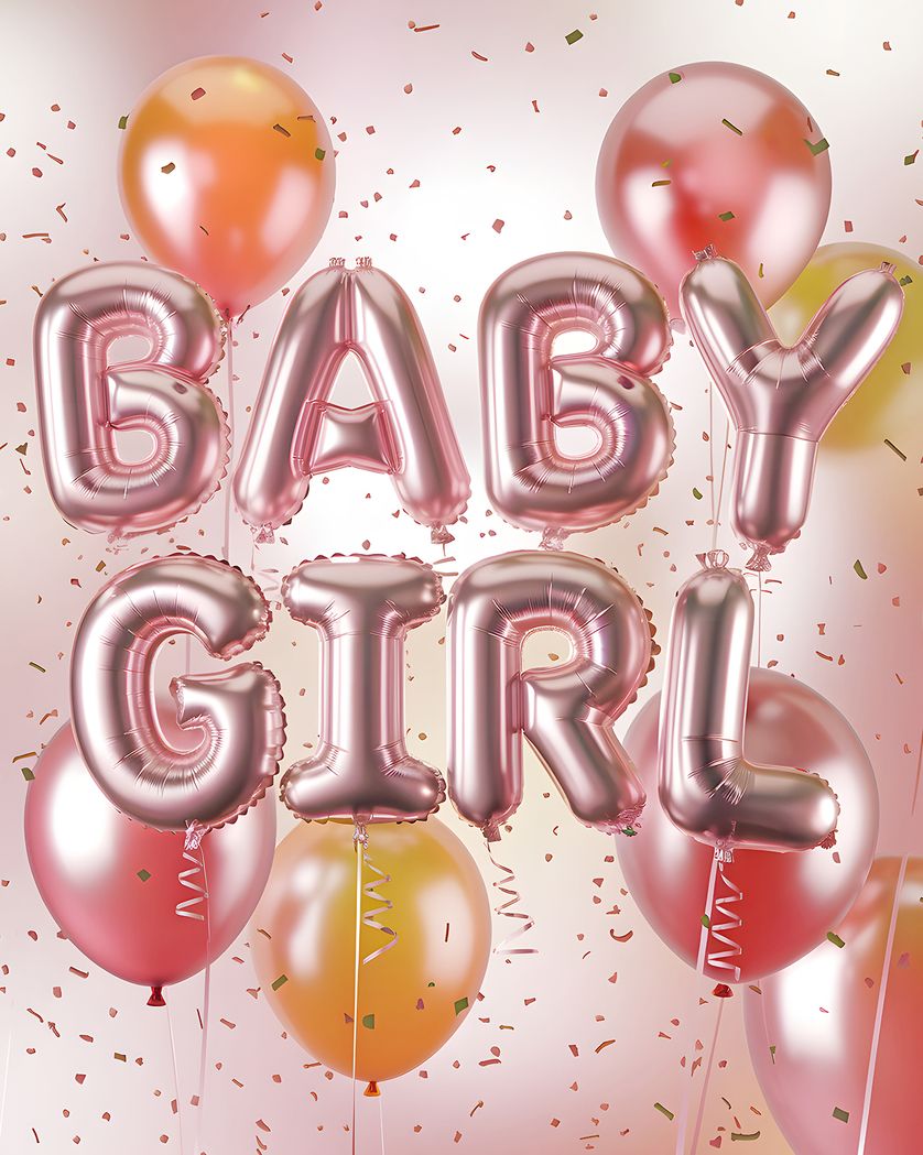 Card design "3d Balloons - group new baby ecard"