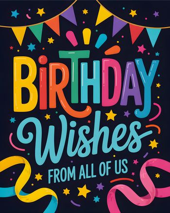 Use Black and Bright - Group Birthday ecard