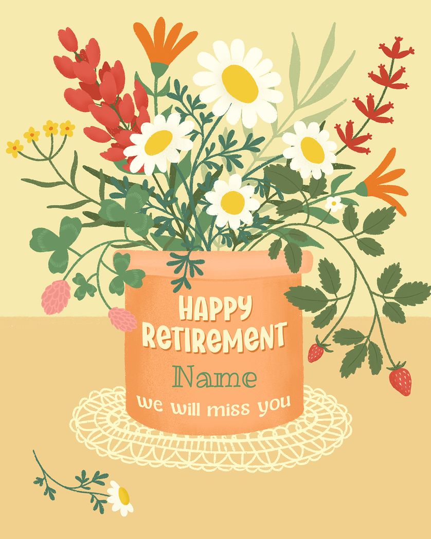 Card design "Wild bouquet - group retirement ecard"