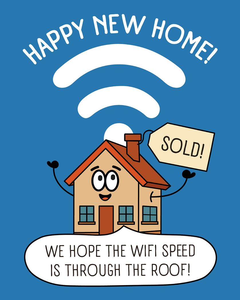 Card design "New Home good wifi - group ecard"