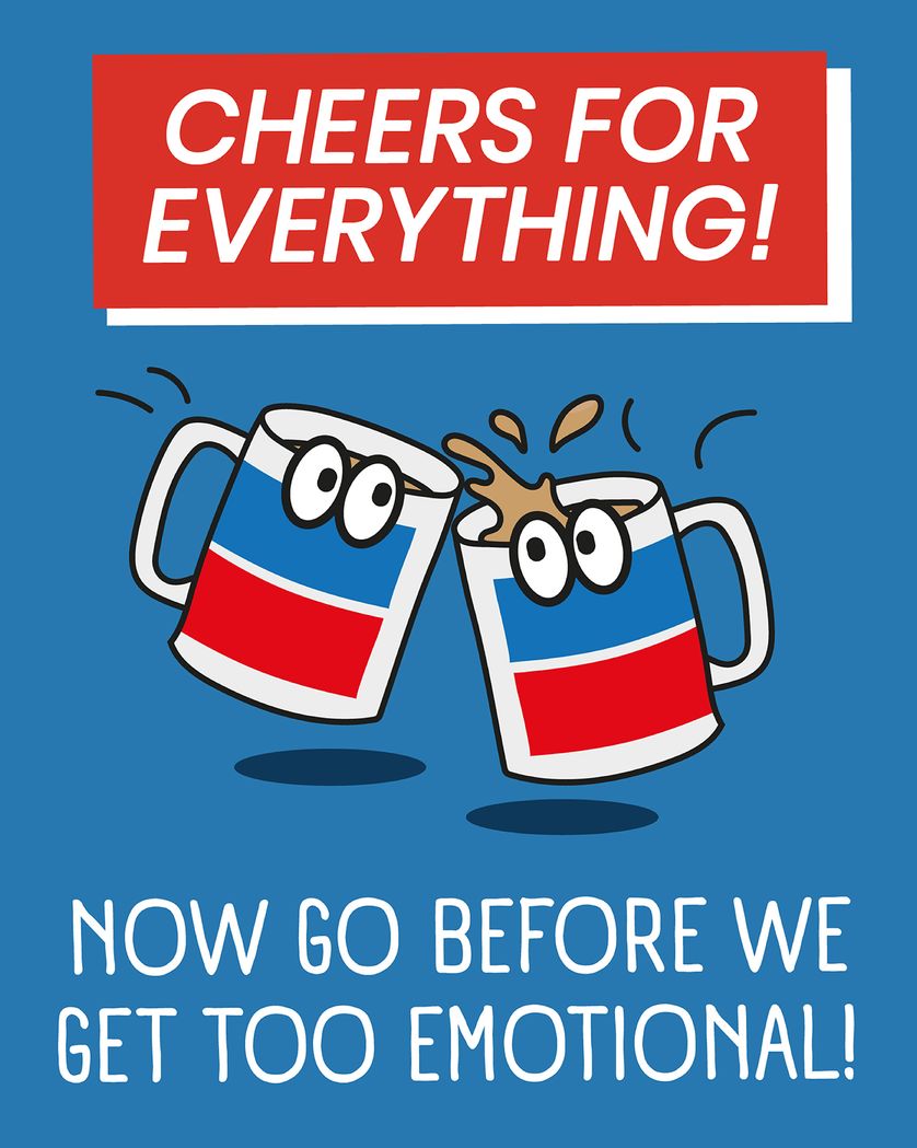 Card design "Cheers - group leaving card"