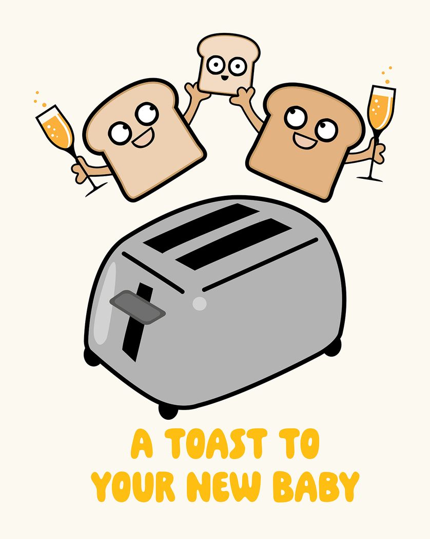 Card design "Baby toast -  group new baby ecard"