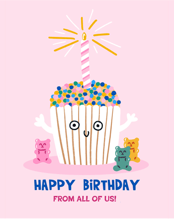 Use Cupcake with Candle - group birthday ecard