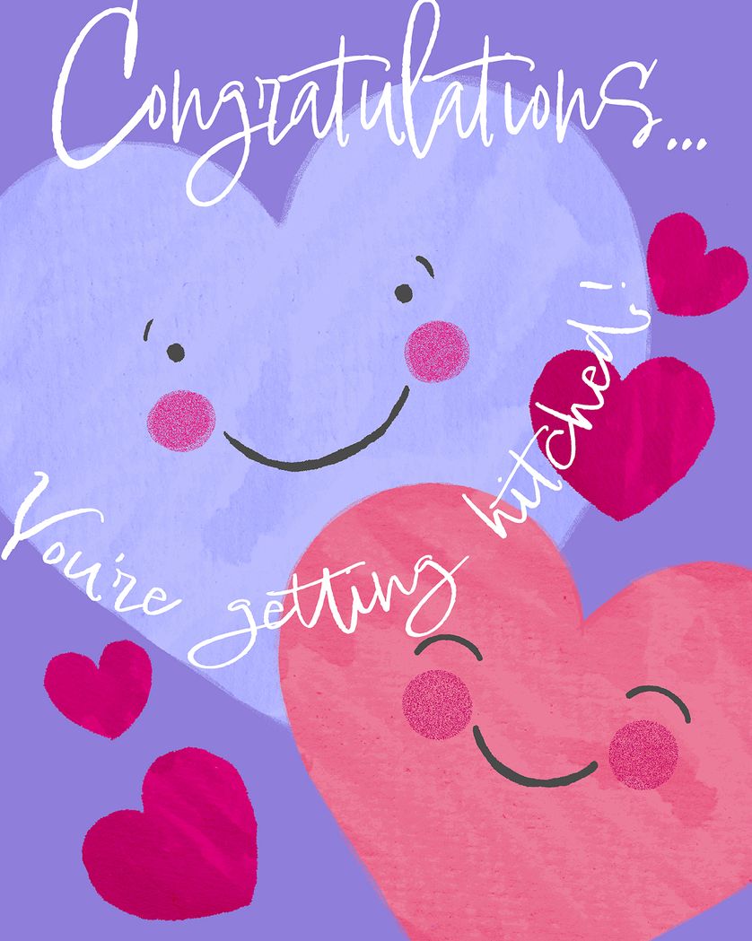 Card design "Happy hearts - group wedding ecard"