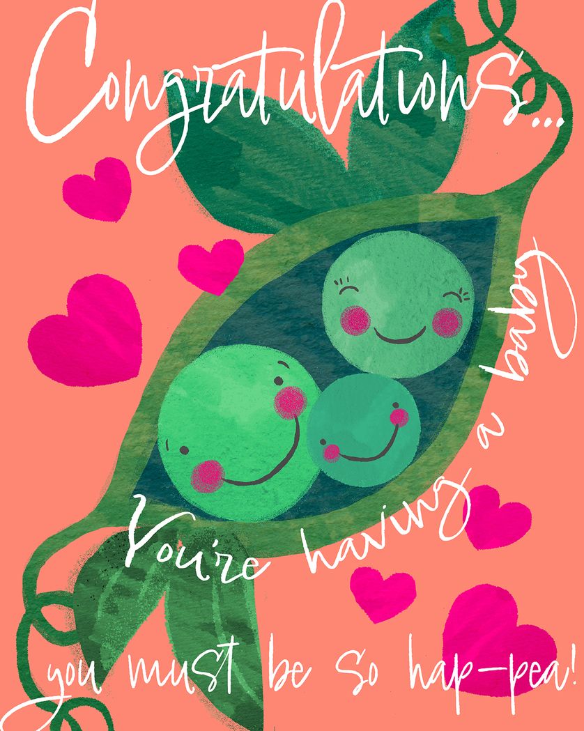 Card design "Peas in a pod - group baby ecard"