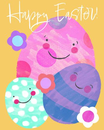 Use Cute Easter Eggs - group easter ecard
