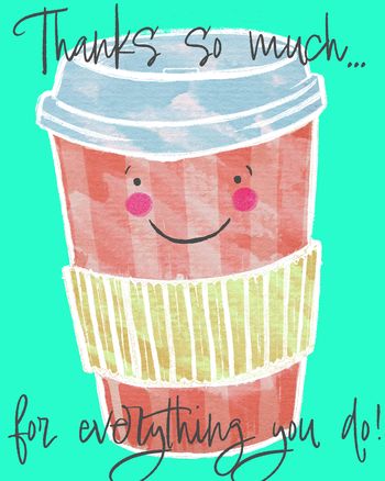 Use Cheerful coffee - group Admin day ecard