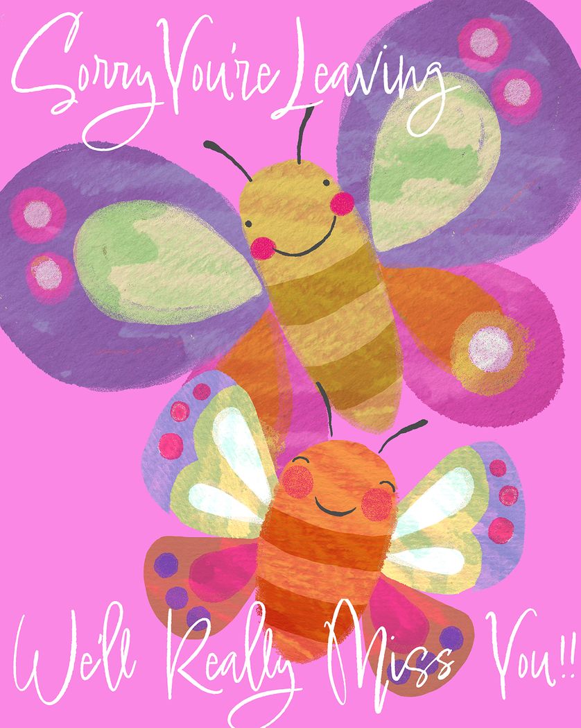 Card design "Goodbye Butterflies - group leaving card"