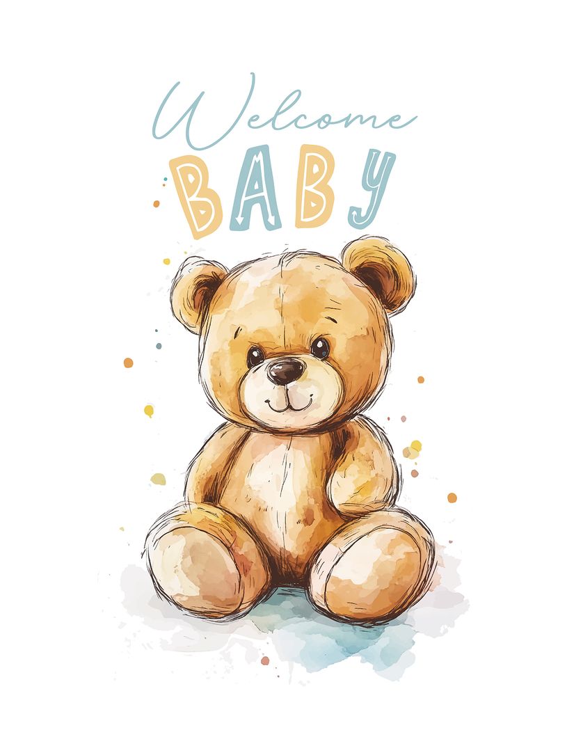 Card design "Large Teddy - group baby ecard"