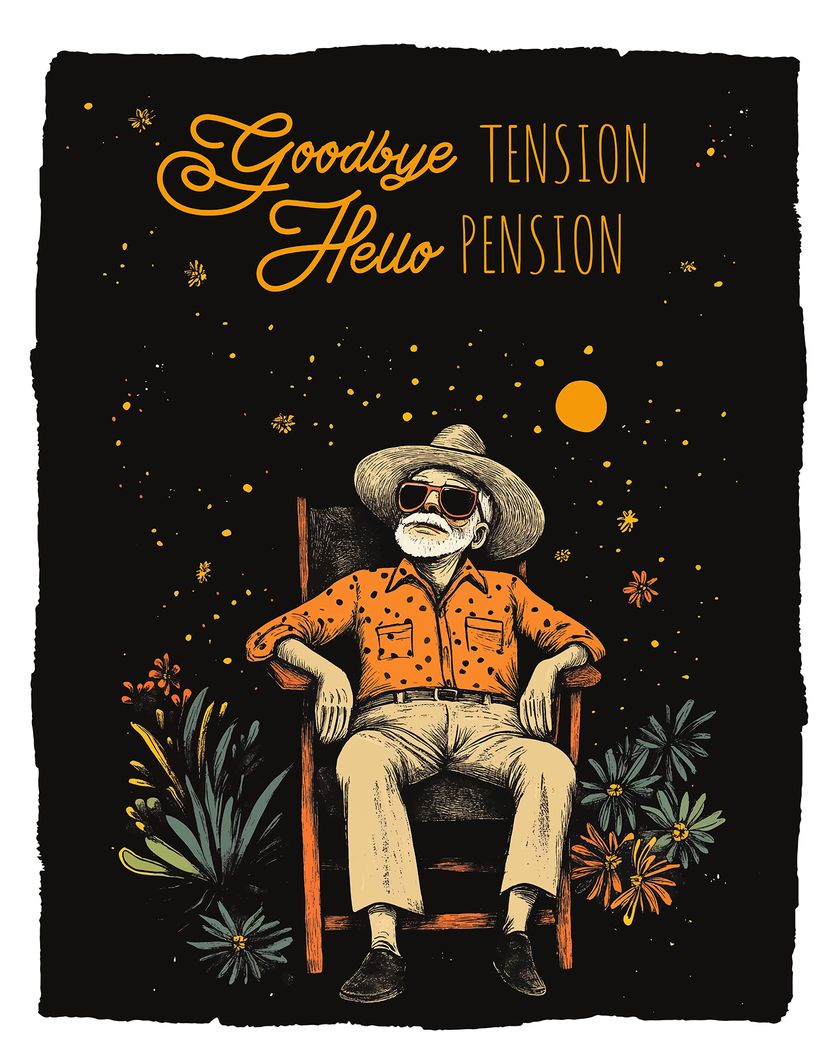 Card design "Dark deckchair - group retirement ecard"