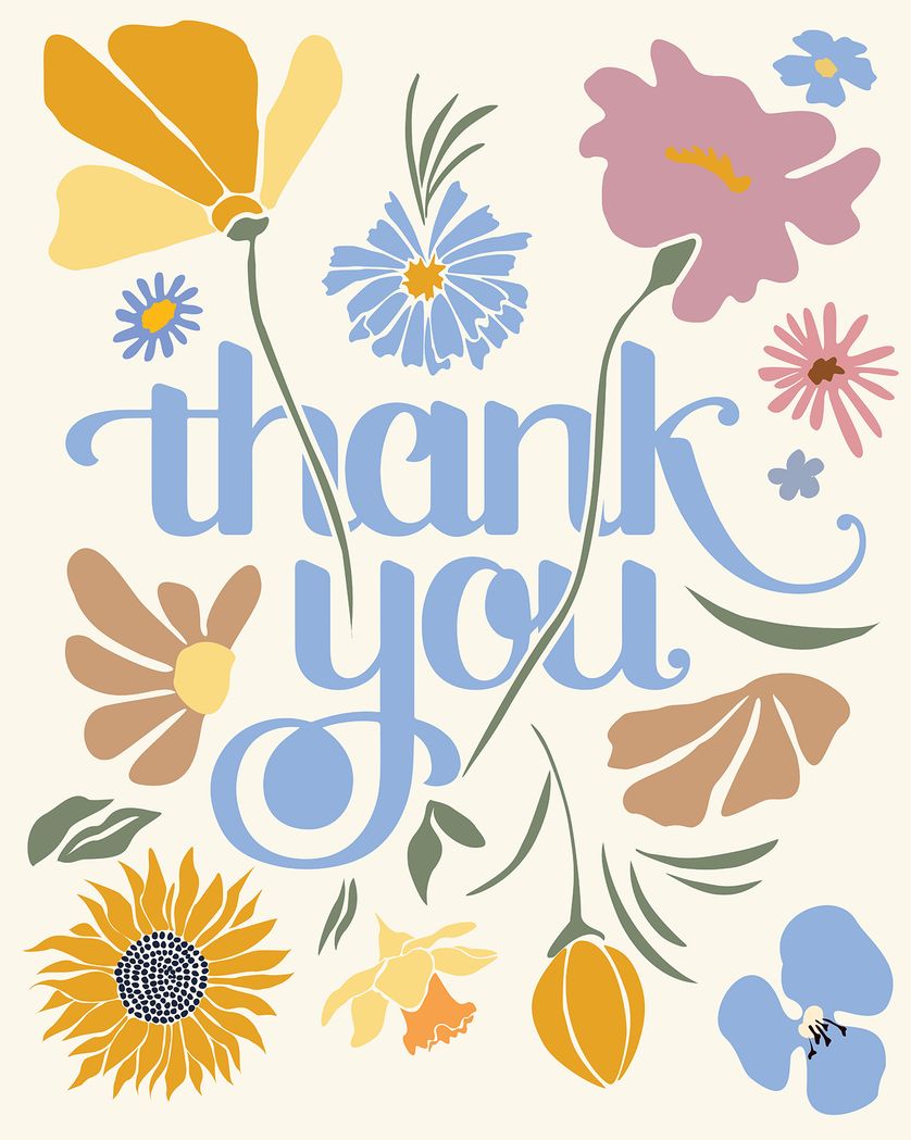 Card design "wild flower thanks - group thank you ecard"