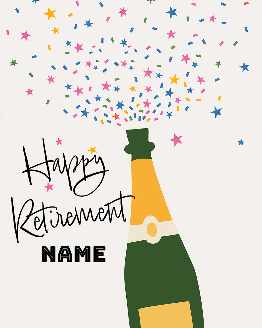 Card design "Champagne burst - group retirement card"