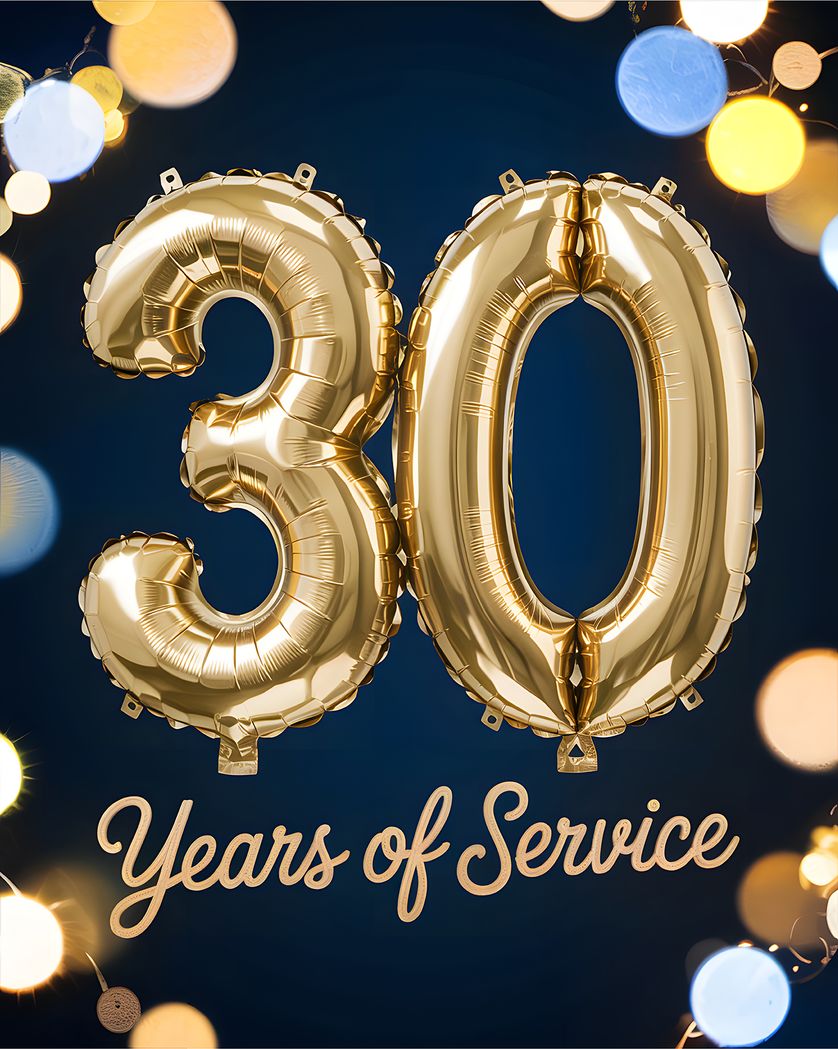 Card design "Gold Balloons - group 30 year anniversary ecard"