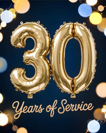 Use Gold Balloons - group 30 year anniversary ecard