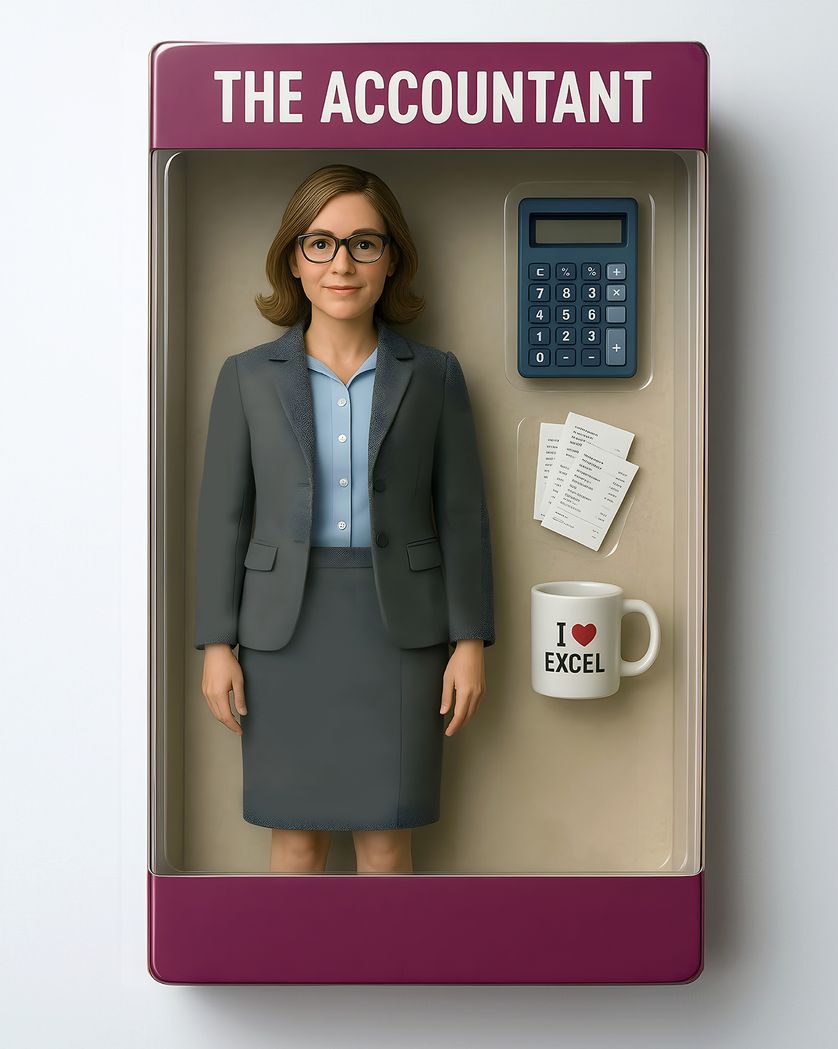 Card design "AI Doll Trend - group ecard for accountant"