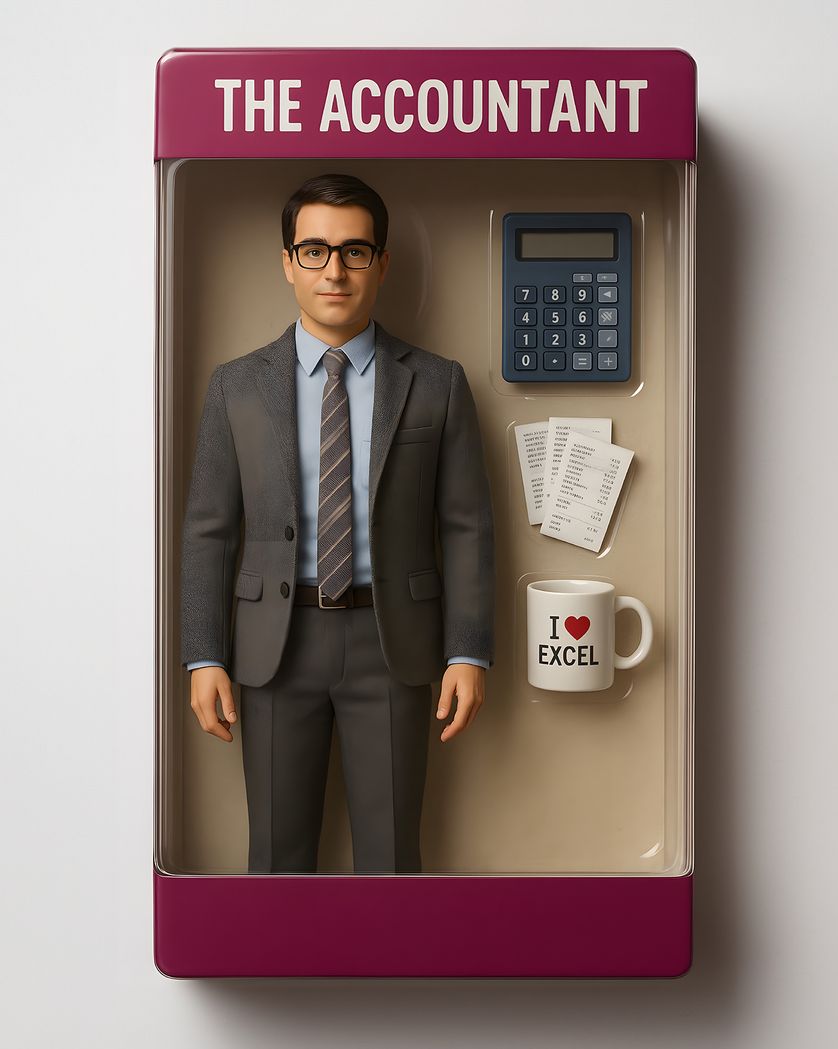 Card design "AI Doll Trend - group ecard for accountant"