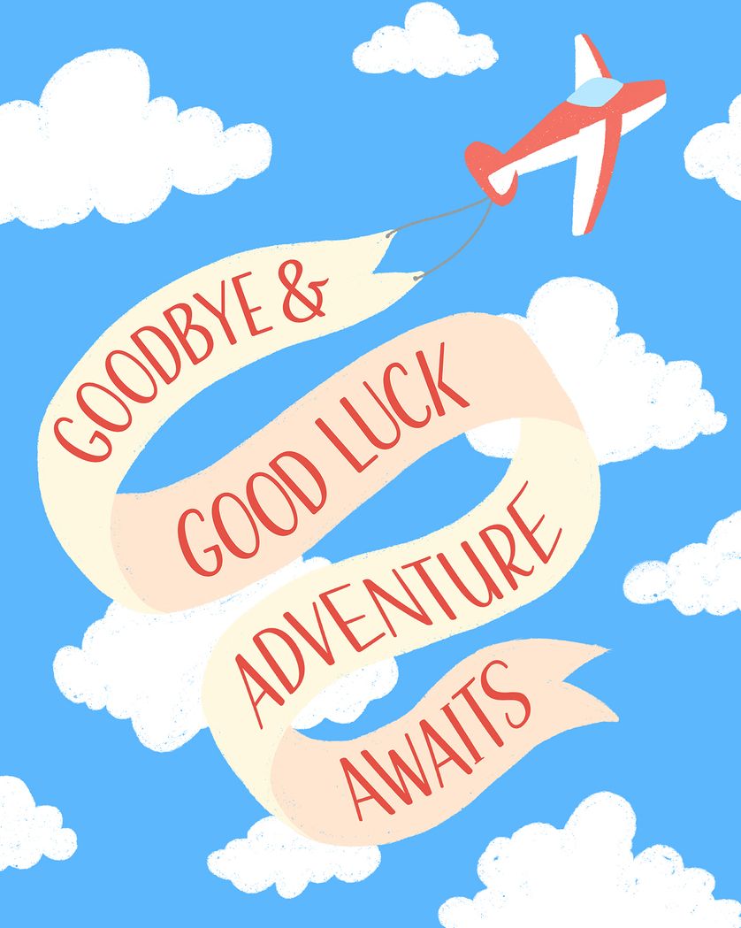 Card design "Plane banner - group leaving ecard"