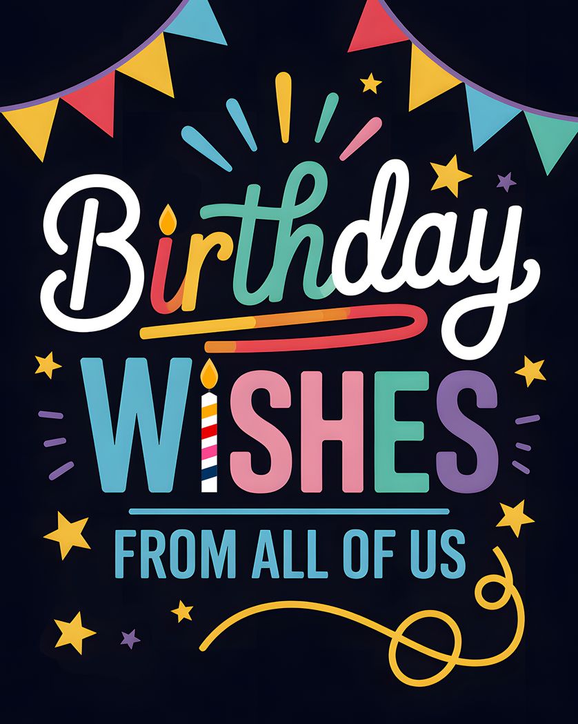 Card design "Bright Birthday - group ecard"