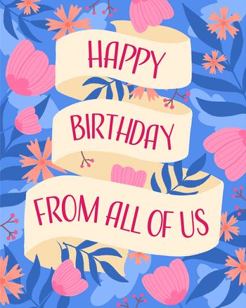 Use Floral Banner - group birthday ecard